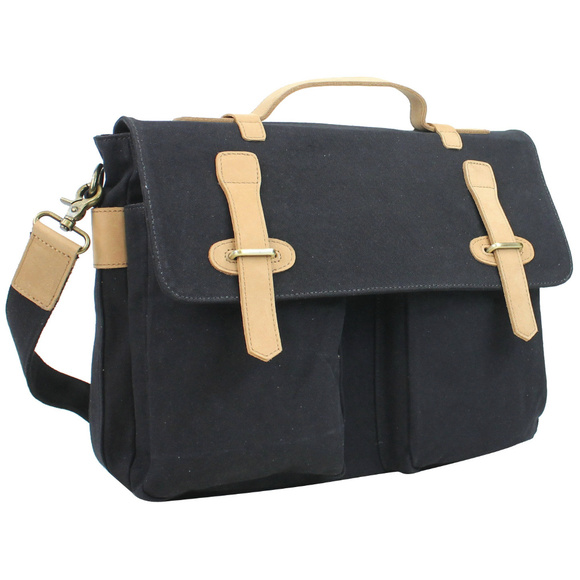 Casual Style Canvas Laptop Messenger Bag CM03BLK